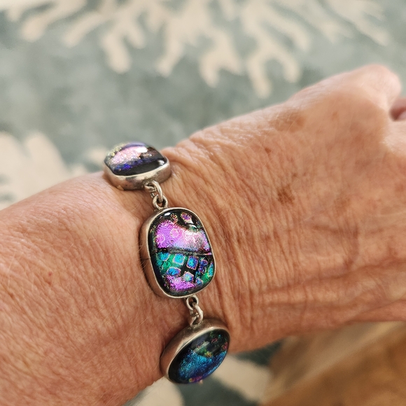Vibrant Dichroic Glass Bracelet - Picture 2 of 11